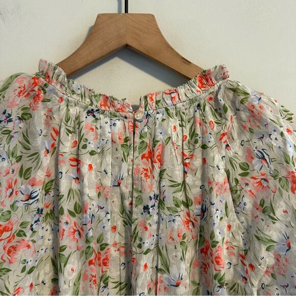 NWT THE GREAT. Gray Cotton Floral Maxi Dress 0 Small - Picture 8 of 15